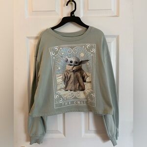 Juniors' Star Wars: The Mandalorian The Child Cropped Long Sleeve Tee Medium